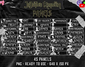 Jujutsu Kaisen Stream Panels - 45 Panels! - Dark Cursed Anime Theme - Twitch - Kick - Panel - Stream - Streaming - Overlay