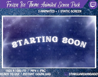 Frozen Ice Snow Christmas Theme - Twitch Animated Stream Screen Pack - Starting Soon / Be Right Back / Ending Soon / Offline