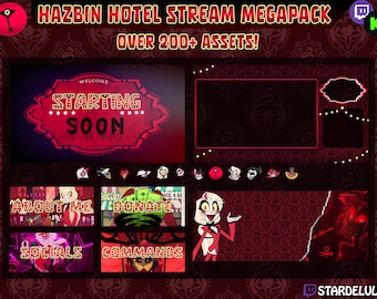 Hazbin Hotel Stream Pack - Over 200+ Assets! Animated Twitch/Kick Scenes, Overlay, Panels, Cam Border, Sub Badges and more! Customizable!