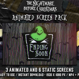 Nightmare Before Christmas Halloween-thema - Twitch/Kick/YT-geanimeerd streamschermpakket - binnenkort van start/ snel terug/ binnenkort afgelopen/ offline