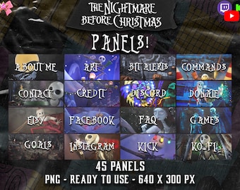Nightmare Before Christmas: 45 panelen! - Halloween-thema - Twitch - Kick - Paneel - Stream - Streaming - Overlay - Kerstmis - Donker - Griezelig