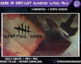 Dead By Daylight - Killer/Survivor - DBD Theme - Twitch Animated Stream Screen Pack -  Starting Soon / Be Right Back / Ending Soon / Offline