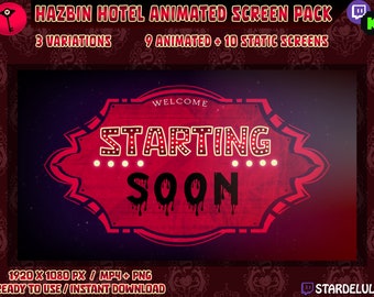 Hazbin Hotel -  Theme - Twitch Animated Stream Screen Pack - Starting Soon / Be Right Back / Ending Soon / Offline / Animated WITH SOUND