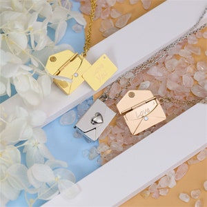 DIY Envelope Necklace, Personalized Love Envelope Necklace, Custom Secret Message Necklace, Bridesmaid Gift, Couple Gift