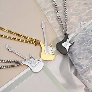 Personalized Guitar Pendant Necklace, Custom Engraved Name Necklace, Perfect Gift For Music Lovers, Customized Gift For Him