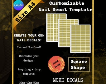 Waterslide Nail Decal Template Canva Etsy Waterslide Nail Decal Template Canva Etsy