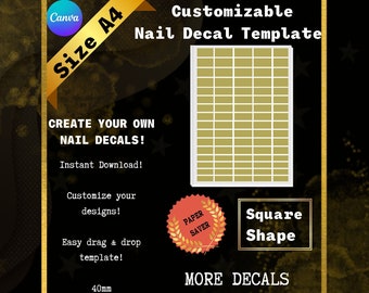 Waterslide Nail Decal Template Canva Etsy