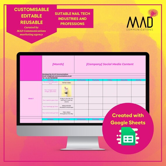 Nail Tech Content Calendar Digital Planner Content Planner Etsy