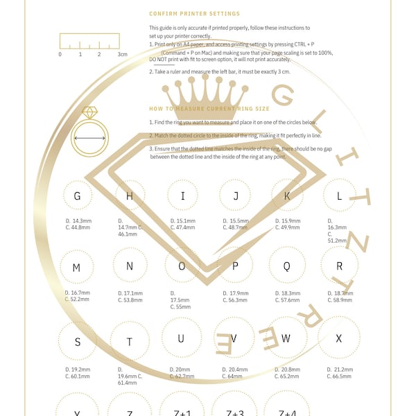 Printable Ring Sizer | Ring Size Finder | Ring Size Measuring Tool | Ring Size Chart | Instant Digital Download