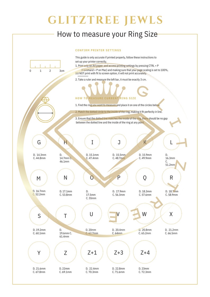 Printable Ring Sizer Ring Size Finder Ring Size Measuring Tool Ring