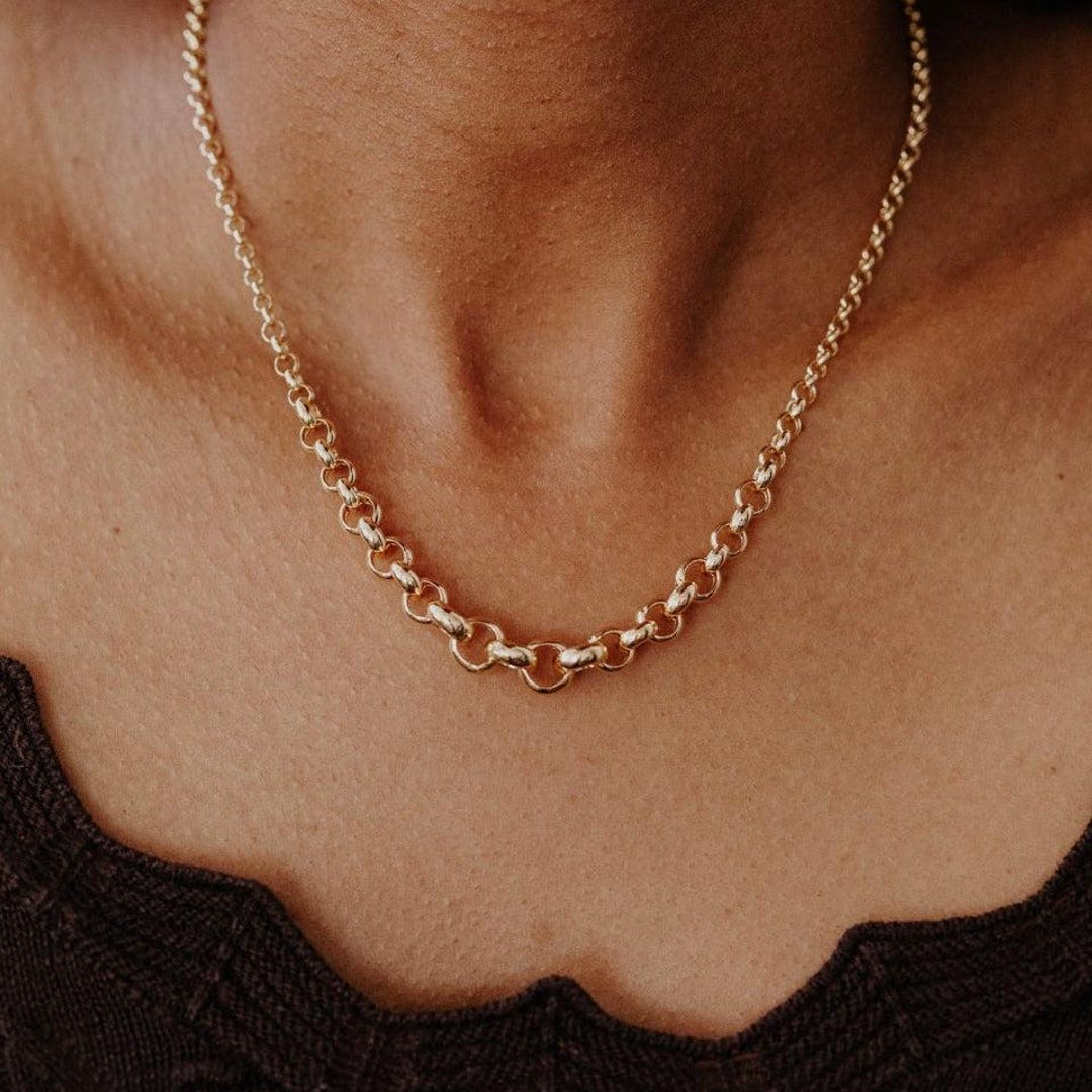 Classic Gold Plated Rolo Chain, 925 Silver Belcher Rolo Link Chain ...