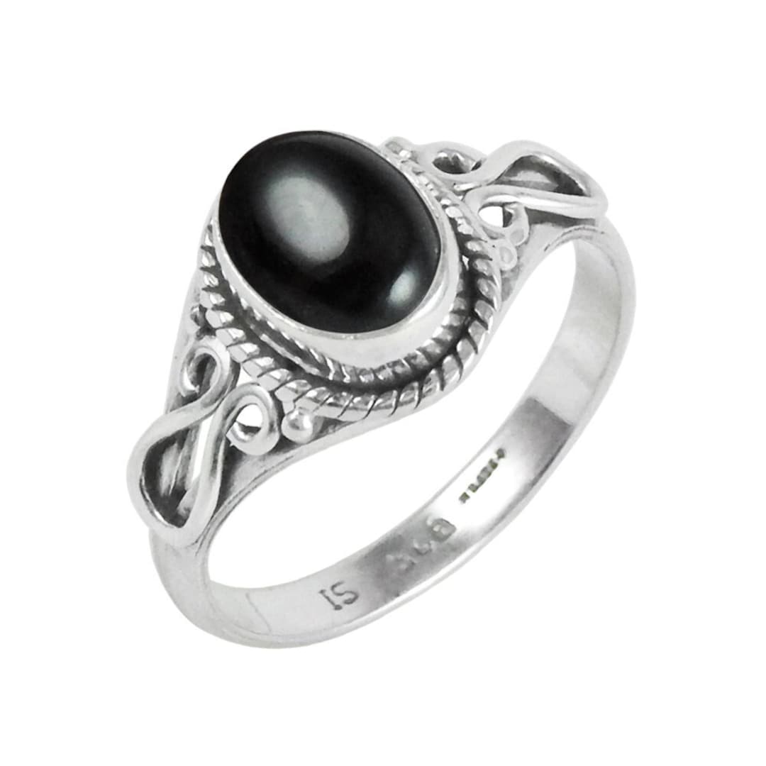 Rare Black Onyx Ring Gemstone Ring Black Statement Ring 925 Etsy
