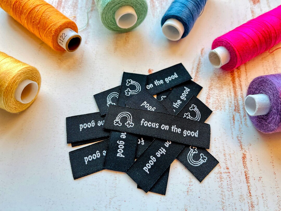Label focus on the Good With Rainbow, Woven Labels for Sewing On - Etsy