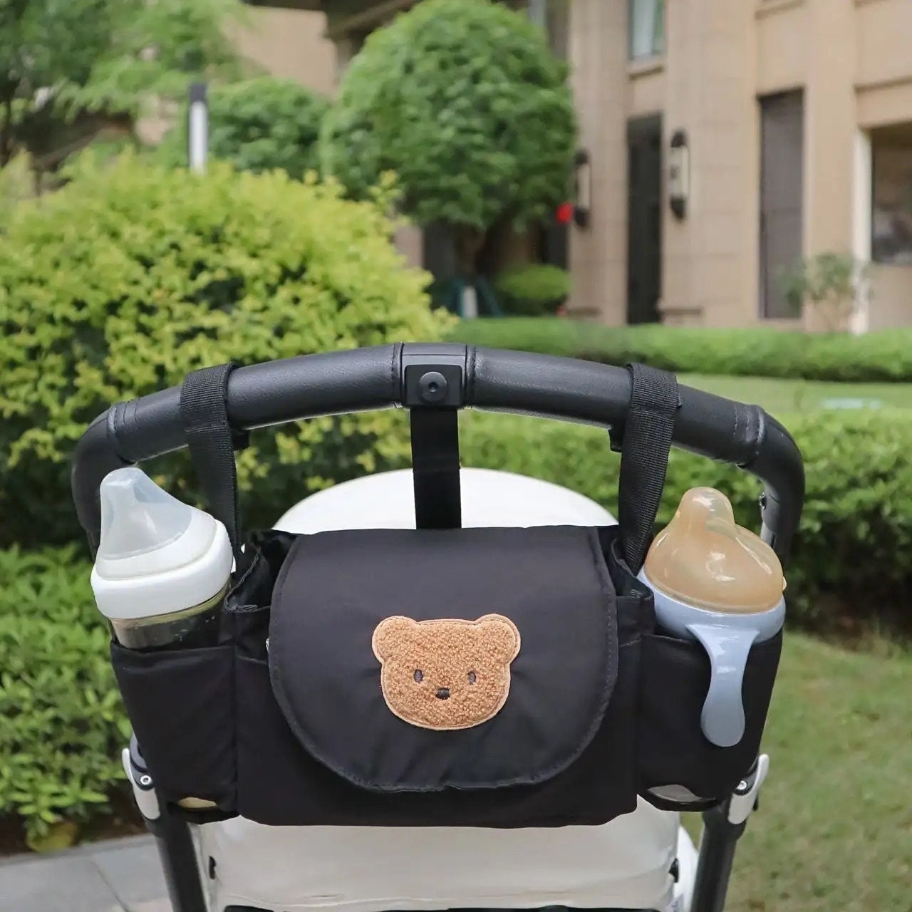 1pc Universal Baby Stroller Storage Bag With Hook & Insulated Cup
