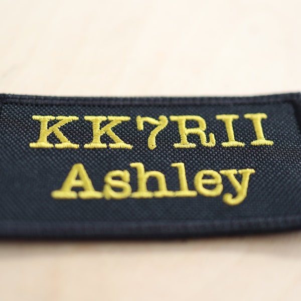 Rufzeichen und Name Patches, Ham Radio, CB Radio gestickt, 100x50 mm Klett Aufnäher für Kleidung, Accessoires, Uniform