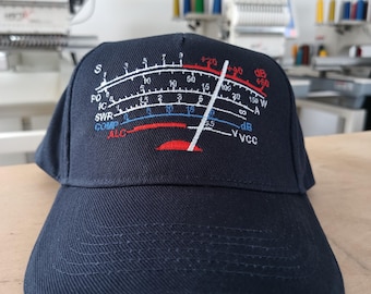 Gorra de radioaficionado con medidor S y distintivo de llamada personalizado con bordado.