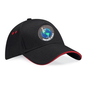 Ham Radio World Official Merchandise Baseball Cap wih embroidered logo and Callsign