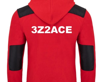 Bluza z kapturem z polaru z nadrukiem radioamatorskim, najwyższej jakości, personalizowana haftem - przód na piersi z Twoim znakiem wywoławczym i imieniem - tył z Twoim znakiem wywoławczym