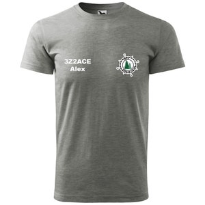 POTA Parks On The Air Offizielles Merchandise Graues T-SHIRT - Personalisiert mit Stickerei IHRES Amateurfunkzeichen und Name