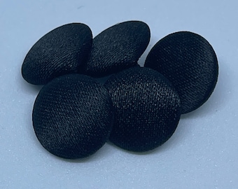 10pcs black shiny satin covered buttons