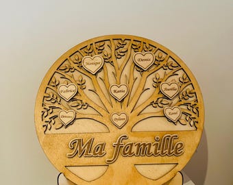 Árbol genealógico de madera personalizado, regalo de madera personalizado, árbol genealógico, árbol genealógico de pared o caballete