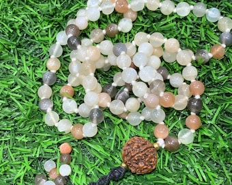 Real natural moonstone 8 mm mala, japa mala, mala beads 108, prayer beads