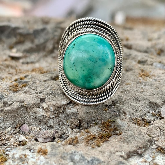Amazon.com: 14k Gold Plated Over 925 Sterling Silver Turquoise Ring -  Vintage Style December Sagittarius Birthstone Blue Green Gemstone Sizable  Ring - Classic Handmade Jewelry Gift For Her - Adjustable Ring : Handmade  Products