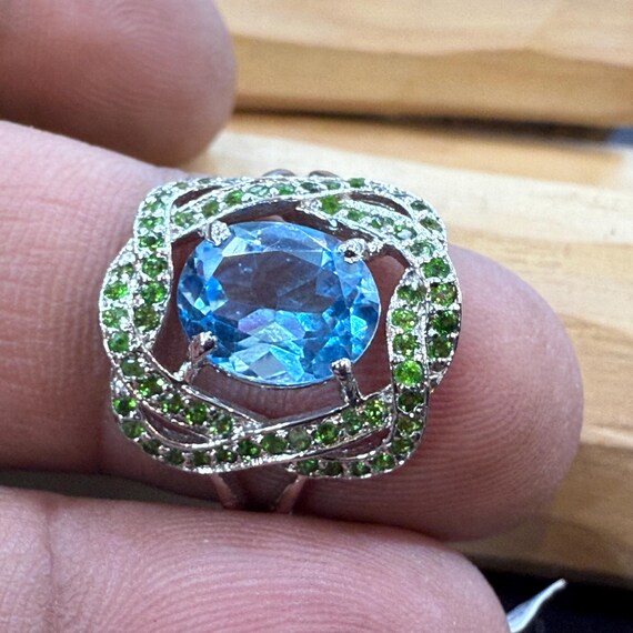 Natural Blue Topaz Ring Made With 925 Sterling Silver, Blue Topaz