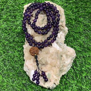 Amethyst mala, japa mala, mala beads 108, prayer beads