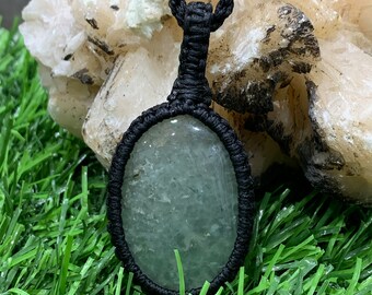 Prehniet ketting macramé ketting spiritueel cadeau
