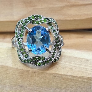 Natural blue topaz ring made with 925 sterling silver, blue topaz ring, Sagittarius birthstone ring