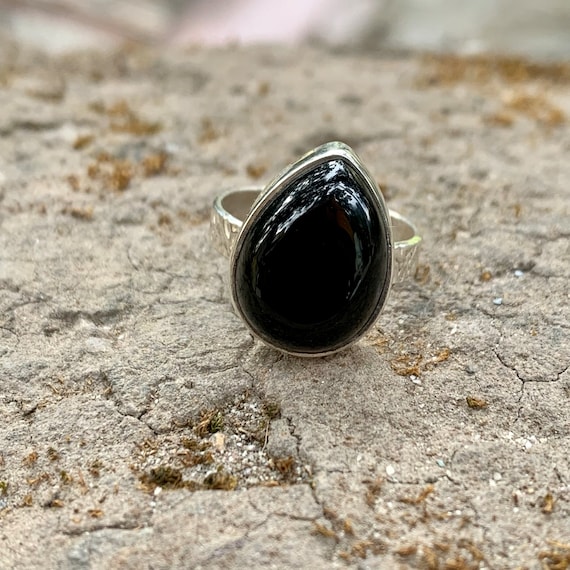 Bague en tourmaline noire naturelle pour homme et femme, bague de