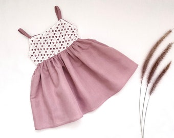 Linen Blend Baby Dress | Musk Pink or Dark Rosewood | 3-6 months | Size 00