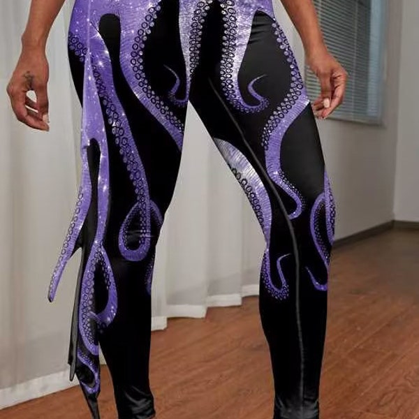 3D Print Adult High Waisted Ocean Themed Octopus Leggings