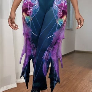 3D Print Adult High Waisted Ocean Themed Jellyfish Leggings