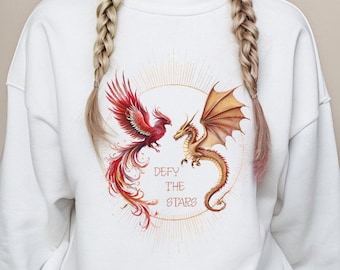 Defy the Stars Sweatshirt - Zodiac Academy Fan Gift - Phoenix and Dragon Lovers - Star Crossed Couple Bookish Jumper - Darius & Tory