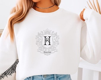 Fourth Wing Crest Embroidered Sweatshirt – Fantasy Academy Shield Design – Bookish Embroidery Gift for Readers