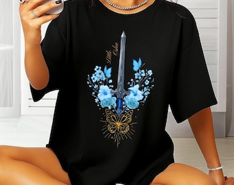 Fantasy Reader Tee – Little Osha Sword & Butterflies, Romantasy Shirt