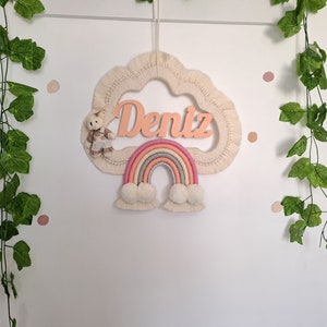 Macrame Custom Name Sign, Macrame Rainbow, Boho Decor, Baby Gift, Custom Baby Gift, Kids Room Macrame Decor, Macrame Name Wall Ornament