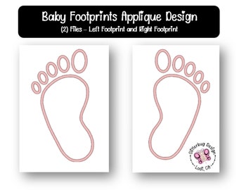 Baby Footprint Machine Embroidery Applique Design, Instant Download