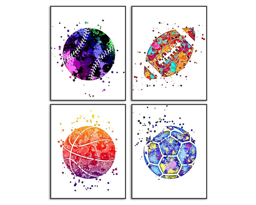 Boys Room Decor Sports Wall Art Football Baseball Soccer Basketball
