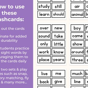 Fry's Second 100 Sight Words. Printable. Flashcards. Elementary School ...