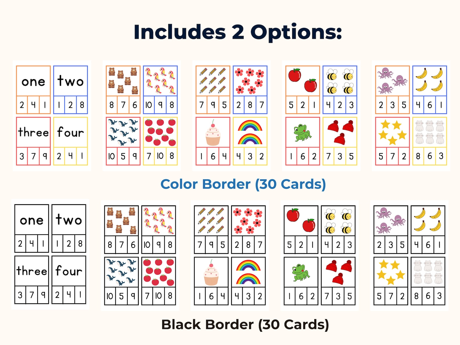 Counting Clip Cards – Math Activity, Pre-k to Kindergarten (digital ...