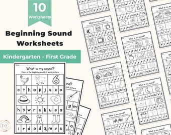 Hojas de trabajo sobre sonidos iniciales / Jardín de infantes, primer grado (PDF)