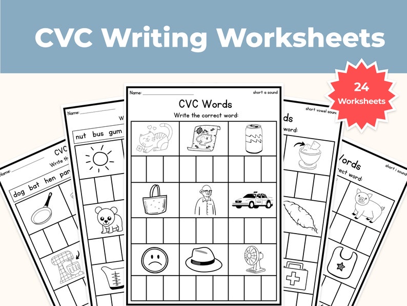 CVC Words Writing Worksheets, Early Elementary (PDF) - Etsy