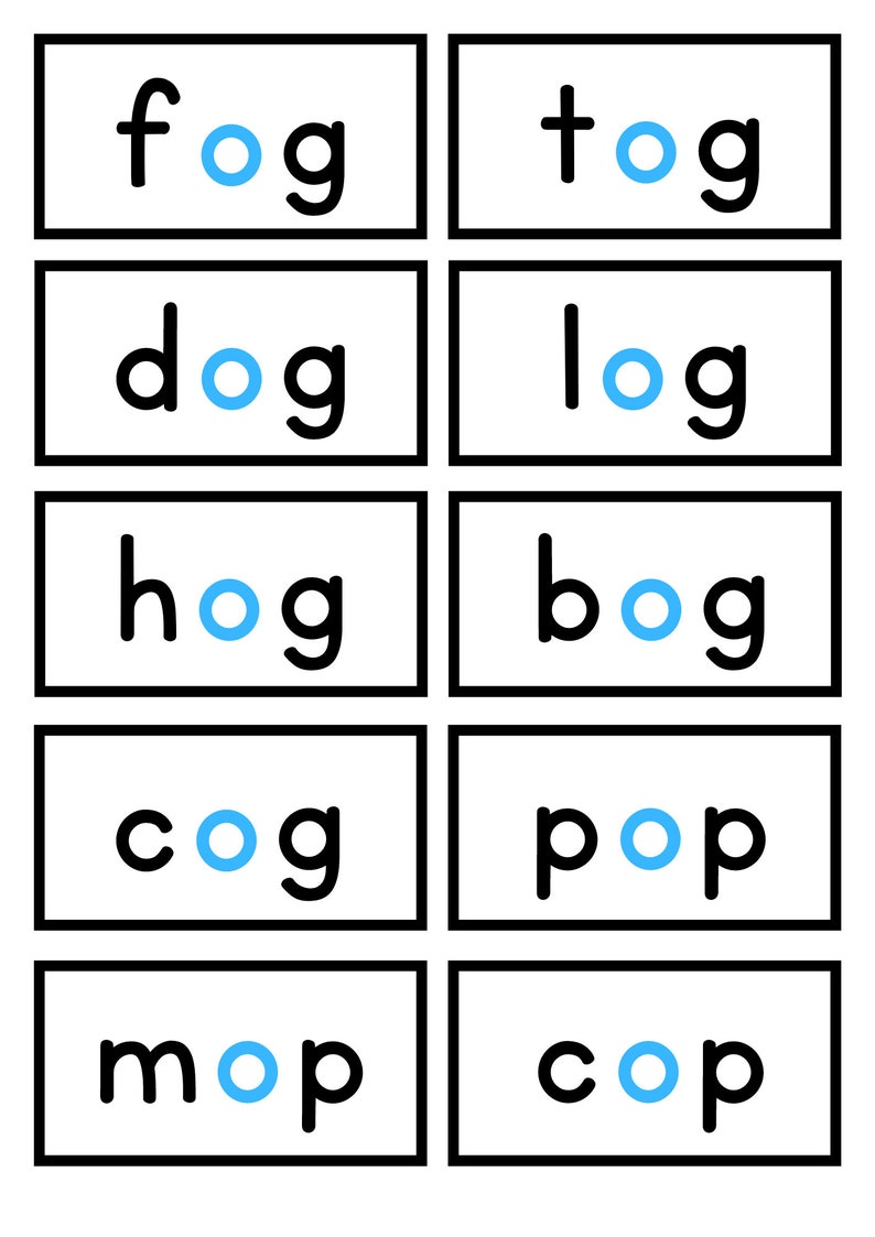 CVC Words Flashcards Consonant Vowel Consonant Printable Kindergarten