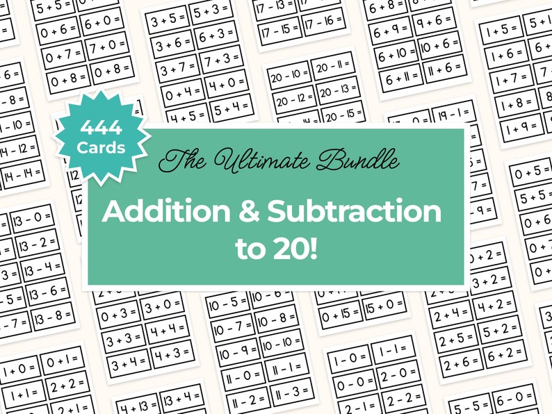 Mathematics! Addition! Subtraction! Flashcards! Bundle! Elementary School! Kindergarten! First Grade! Homeschool! Learning! Math activities! image 1