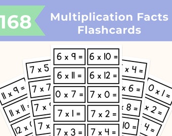 Paquete de tarjetas didácticas de multiplicación, 0-12 (educación en casa)