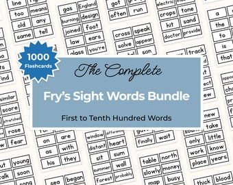 Paquete de tarjetas de vocabulario visual de Fry, del primero al décimo centenar (imprimible)