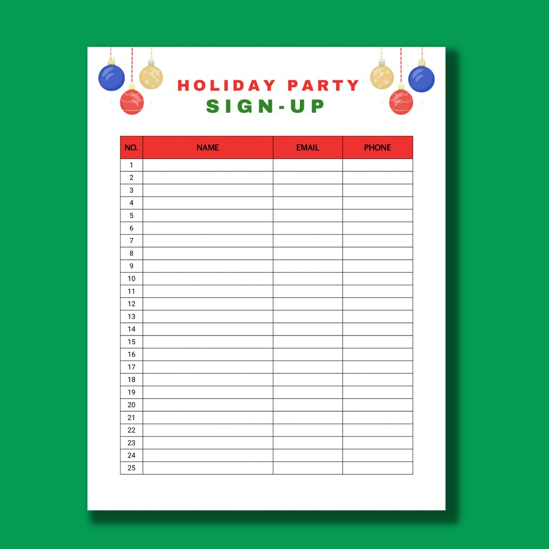 Holiday Party Sign up Sheet Sign up Tracker Letter PDF Etsy Holiday Party Sign up Sheet Sign up Tracker Letter PDF Etsy